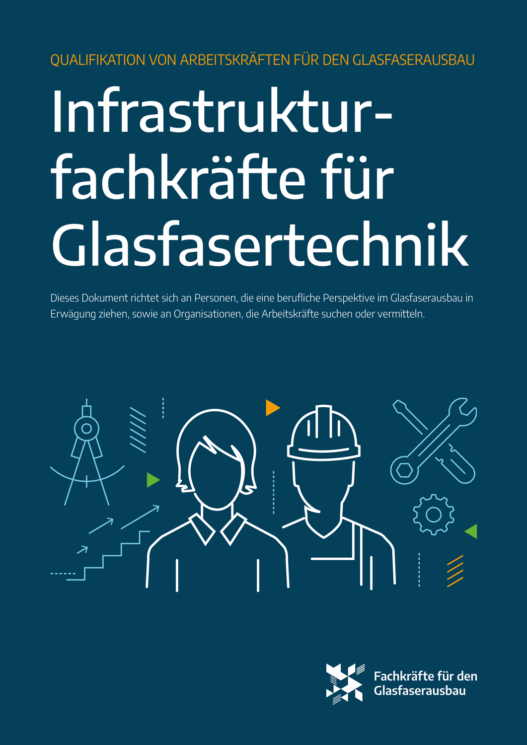 Titelseite des Leitfadens „Infrastrukturfachkräfte für Glasfasertechnik“
