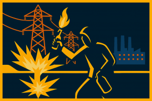 Anschlag auf einen Strommasten