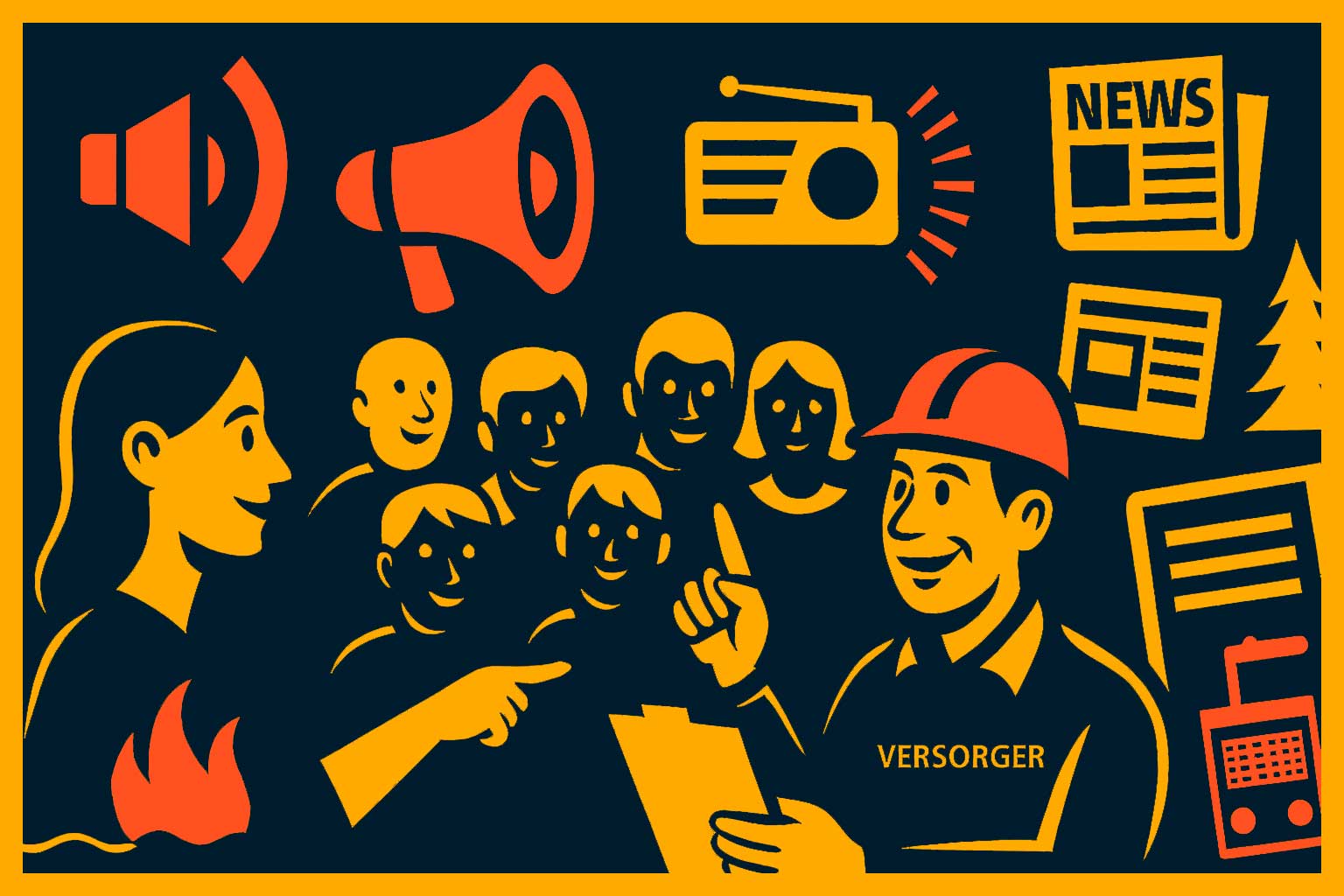 Illustration Einbinden der Bevölkerung bei Katastrophenschutzübungen